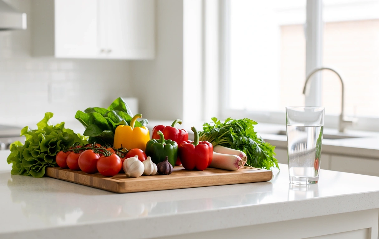 Gesunde Lebensmittel in einer modernen Küche