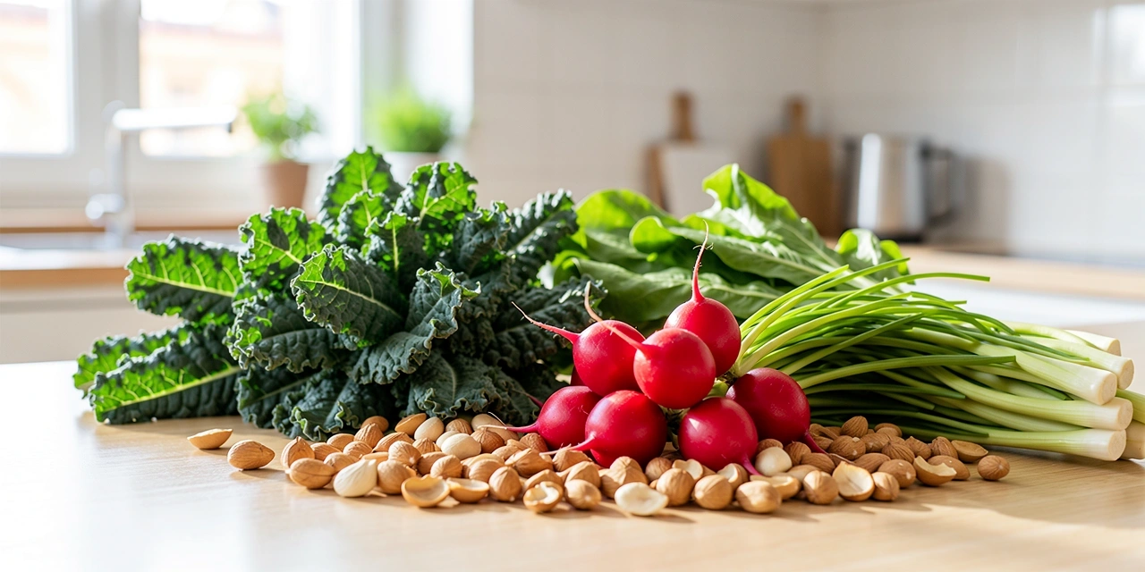Frische gesunde Zutaten für eine ausgewogene Ernährung